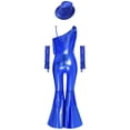 thumbnail image 4 of TTAO Combinaison Disco Métallique Brillante pour Filles avec Accessoires, Rétro, Franges, Danse Funky, Bleu Royal 8, 4 of 6