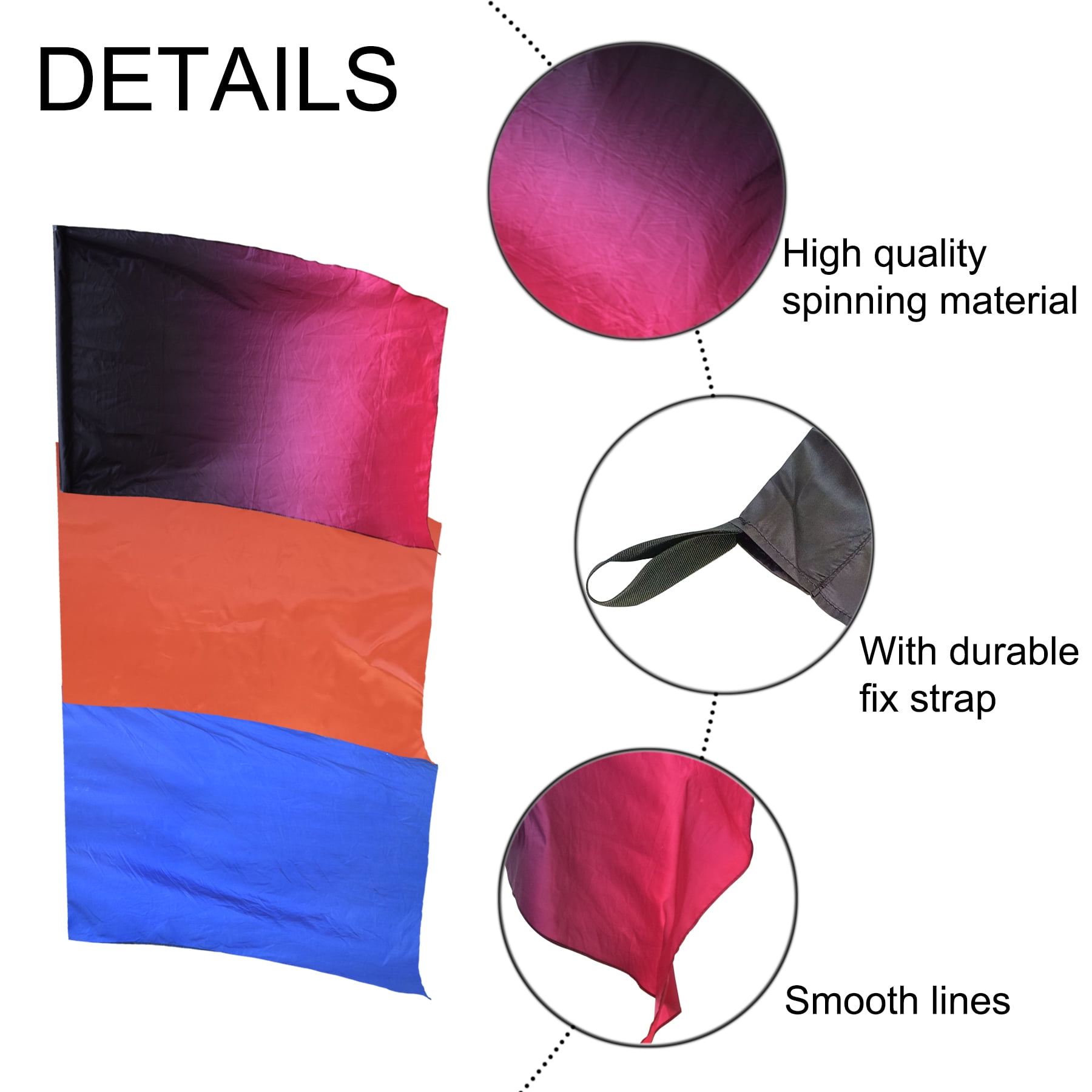KHAMPA Color Guard Flags with Pole - Lightweight Spinning Flags for Performances - Vibrant Colors, Durable Construction - Ideal for Marching Bands, Drum Corps, and Dance Teams