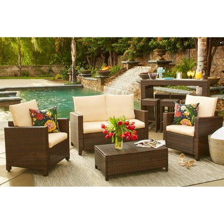 Handy Living Vail 4 Piece Wicker Indoor/Outdoor Conversation Set