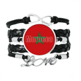 thumbnail image 1 of Morocco Country Flag Name Bracelet Love Accessory Twisted Leather Knitting Rope Wristband, 1 of 3
