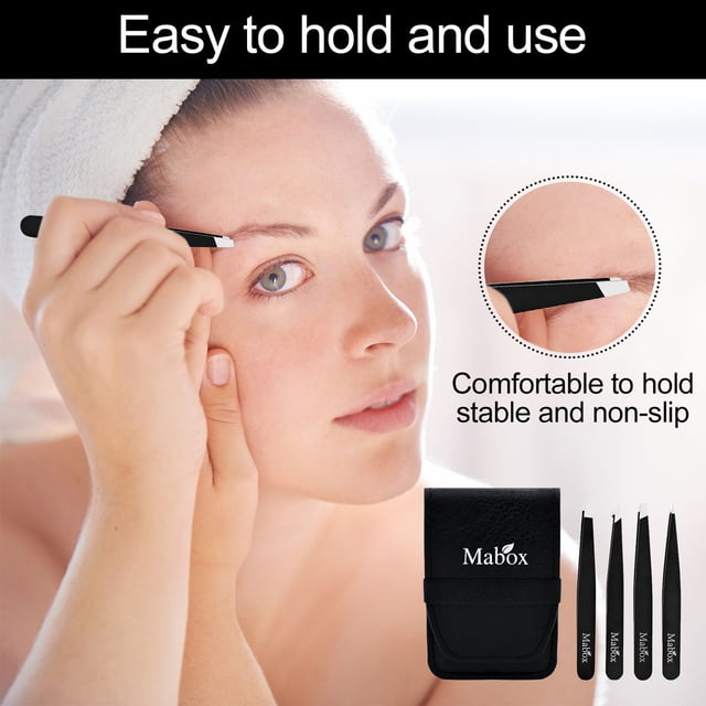 Fiudx Juego de Pinzas de Colores, Herramienta Versátil para Recortar Cejas, Ayuda para Aplicar Pestañas, Solución de Corte de Precisión, Cuidado de Cejas y Barba, Kit Esencial de Cuatro Piezas para A
