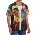 thumbnail image 2 of KLL Geometric American Bald Eagle Print Men's Shirt Short Sleeve Button Down Summer Cuba Beach Shirts- 3X-Large, 2 of 5