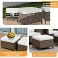 thumbnail image 6 of COOS BAY Harbor Retreat Set of 2 Outdoor PE Wicker Ottomans Patio Rattan Footstool w/ Removable Beige Cushions, 6 of 9