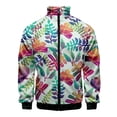 thumbnail image 3 of Chaqueta con cuello alto y cremallera con estampado digital 3D de hojas hawaianas para hombre y mujer, chaquetas de manga larga, ropa de calle de moda para hombre, 3 of 4