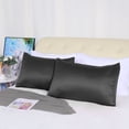 thumbnail image 2 of Unique Bargains Set of 2 Silky Satin Pillow Cases Covers Black King, 2 of 8