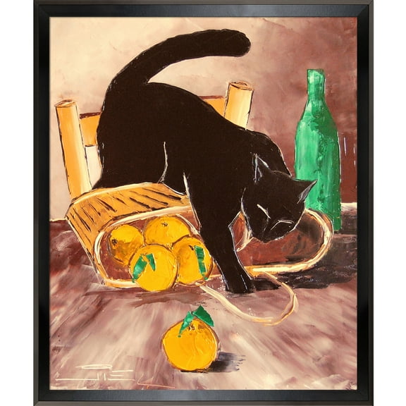 La Pastiche  Atelier De Jiel Return from market with black cat Framed Fine Art Print