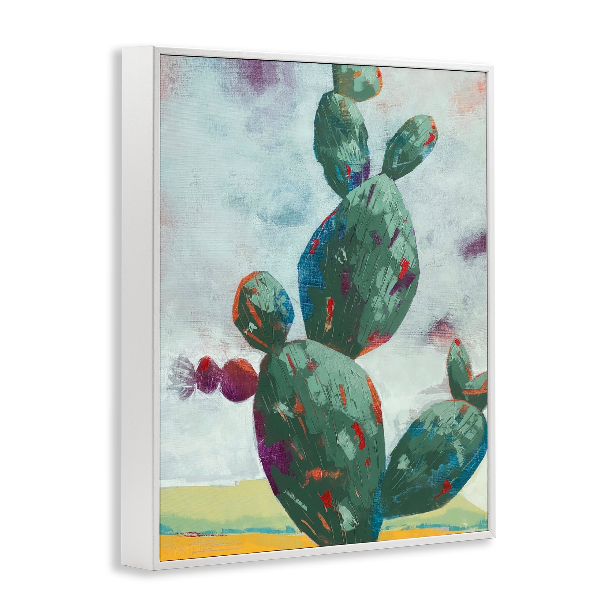 Stand Tall Rounded Cacti White Framed Giclee Art, design by Dianna Fritzler