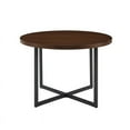 thumbnail image 4 of 42" Metal and Wood Modern Round Dining Table - Dark Walnut/ Black, 4 of 7