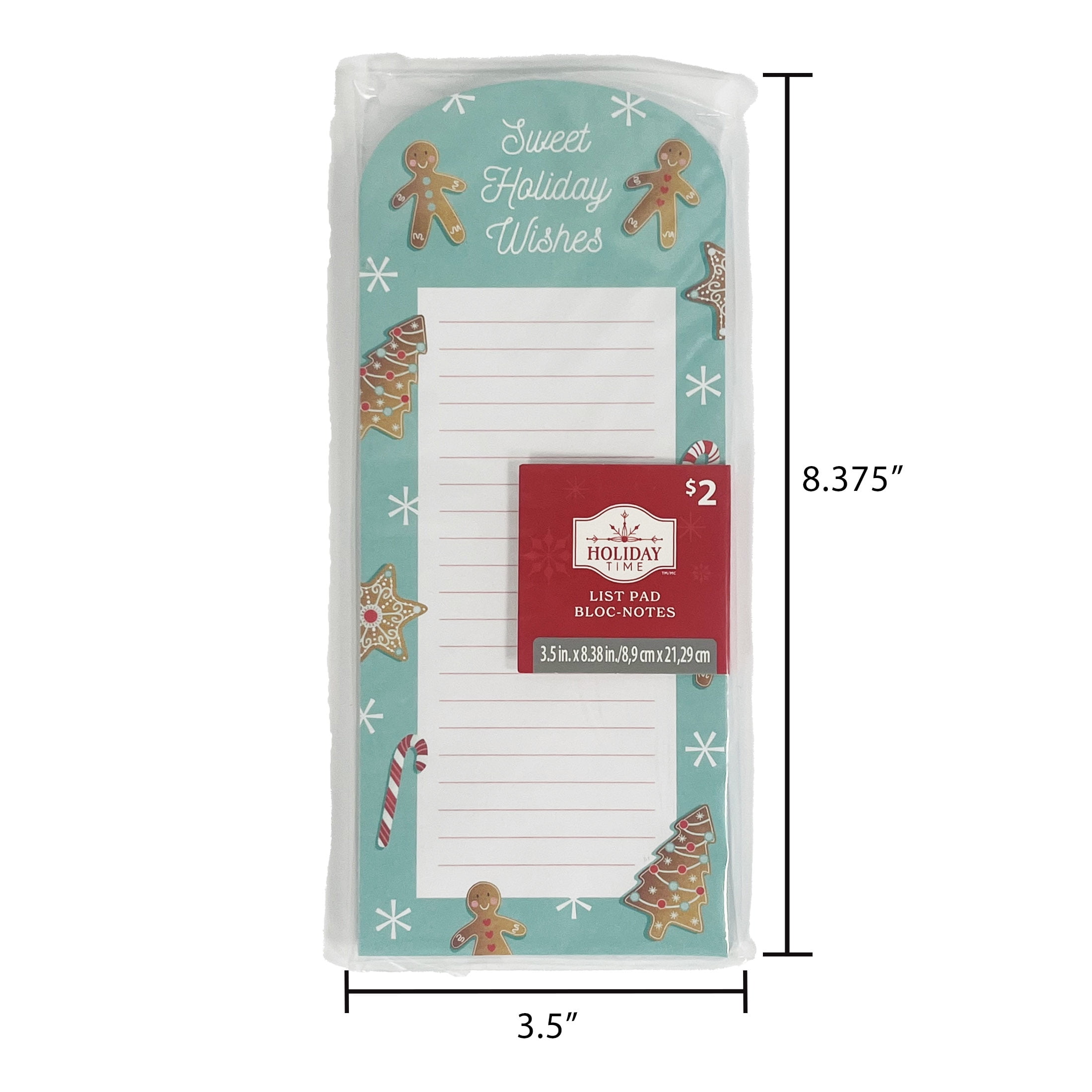 Bloc-notes de Noël en pain d'épices bleu Holiday Time, décoration magnétique