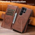 thumbnail image 3 of Wallet Case for Samsung Galaxy S23 Ultra, Premium PU Leather Detachable Magnetic Wallet Case, Credit Card Slots Kickstand Full Body Protection Magnetic Closure Rugged Phone Case Cover, Brown, 3 of 8