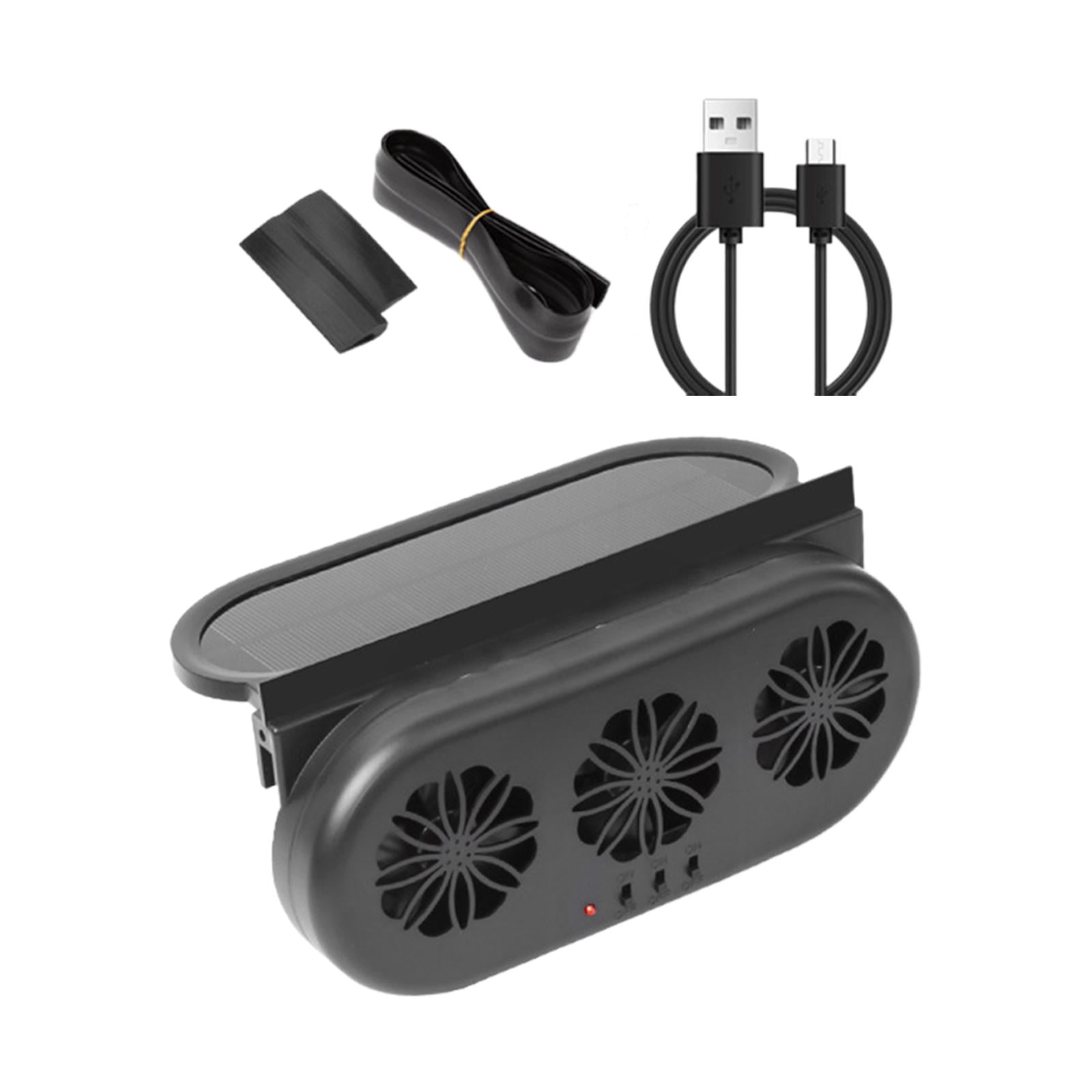 Baoblaze Car Solar Powered Window Exhaust Fan Portable Fan Vehicle Cooling Fan Black