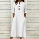 thumbnail image 1 of TaTaai Ladies V-Neck Ruffle Half Sleeve Solid Color Long Dress Button Down Design with Pockets Fashion Casual Comfortable Dress for Women Gift, 1 of 6