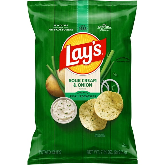 Lay's Sour Cream & Onion Flavor Potato Chips, 7.75 oz Bag