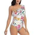thumbnail image 3 of Haiem Colorful Flowers Women's One Piece Swimsuits Tummy Control One Shoulder Bathing Suits Ruffle Swimwear-Small, 3 of 8