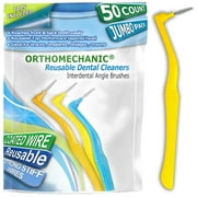 50 Count Reusable Interdental Brushes Angled - Remove Plaque & Food Particles from Hard-to-Reach Areas