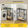 thumbnail image 4 of Broom And Mop Holder, Movable Broom Closet Storage Cabinet, Cleaning Cart with Mop Hanger Gripper Rack, Janitorial Cart, Utility Carts, Laundry Room Organization Home Essentials, 4 of 8