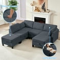 thumbnail image 6 of ZAFLY Convertible Sectional Sofa, U/L-Shaped Couch with Flexible Ottoman, Upholstered Sleeper Sofa with Storage, Modern Sofa Sets for Living Room - Dark Gray, 6 of 8