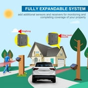 Driveway Alarm System- Solar Driveway Alarms- 3 Adjustable Sensitivities-Fully Weatherproof Outdoor Motion Sensor&Detector DIY Security Alert System-1 Receiver and 4 Sensors KIT