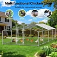 thumbnail image 3 of Sylviera Metal Walk-in Chicken Coop, 10x26x6.4FT Outdoor Poultry Enclosure, Reinforced Frame and Waterproof Cover for 45-60 Chickens, 3 of 9