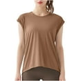 thumbnail image 1 of Timegard Hauts de Sortie pour Femmes Décontracté Couleur Unie Col Rond Manches Courtes Tee Tops Chemises Moulantes Été, 1 of 6