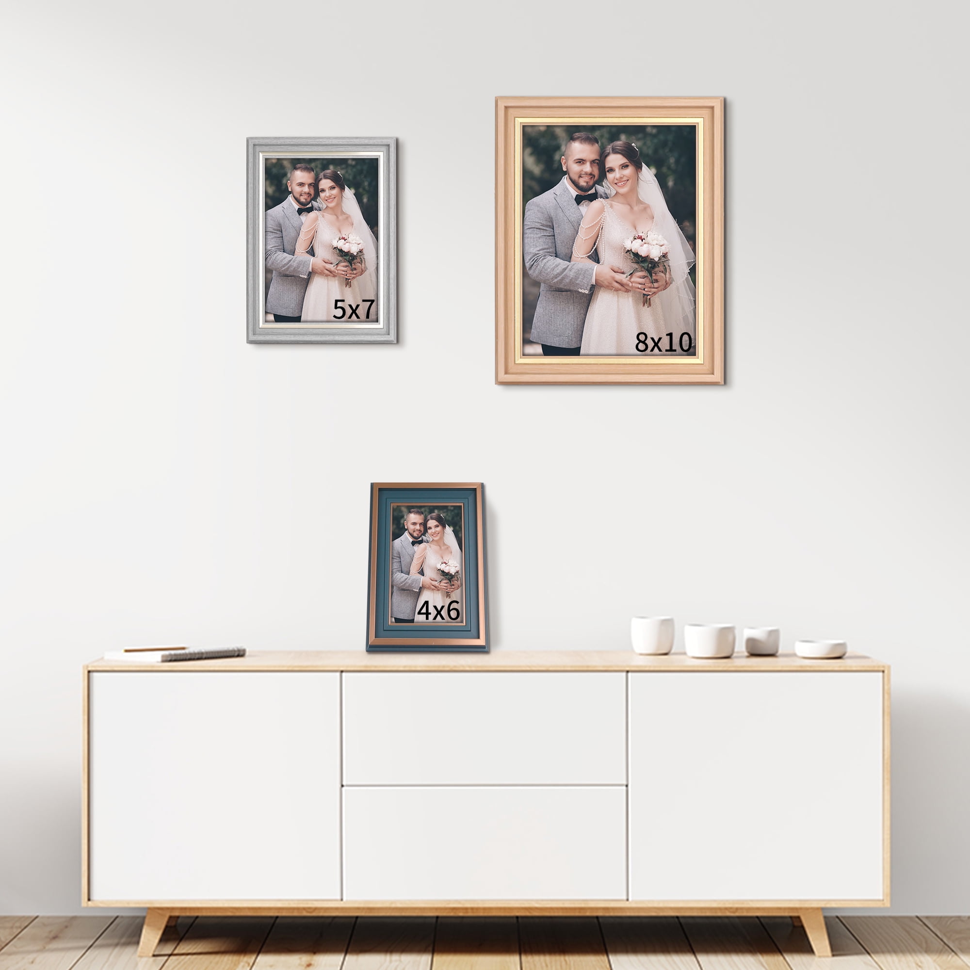 Unique Bargains Tabletop Picture Frame for Photo Modern Poster Frame Green 4x6