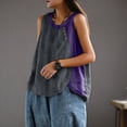 thumbnail image 4 of Aboser Retro Tank Tops for Women Plus Size Casual Sleeveless T Shirts Breathable Cotton Linen Shirt Loose Color Block Blouses Comfy Round Neck Tee Top, 4 of 8