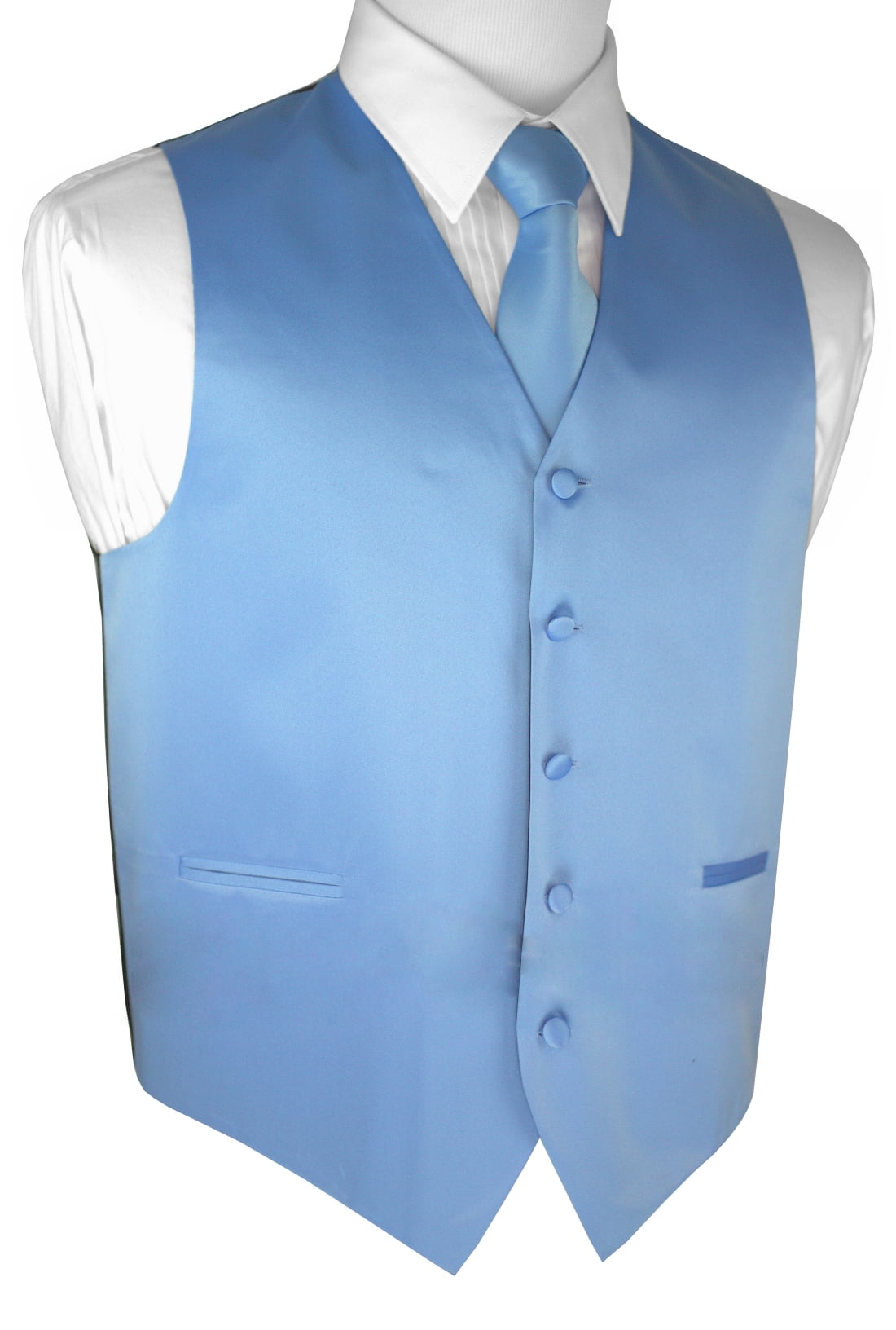 Italian Design, Men's Tuxedo Vest, Tie & Hankie Set - Cornflower ...