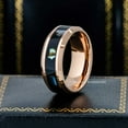 thumbnail image 4 of Jewelry Avalanche Men's Rose Gold Tungsten Carbide Wedding Band – Abalone Shell Inlay, Beveled Edge, 8mm Comfort Fit Ring size 12.5, 4 of 4