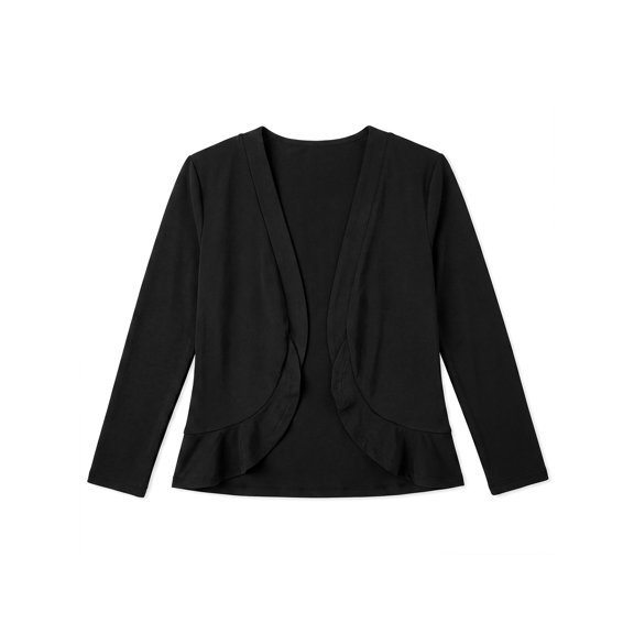 INSPIRE CHIC Girls' Halloween Ruffle Shrug Cardigan Soft Open Front Cropped Bolero Top for School & Holiday Parties 5-6 Years Black