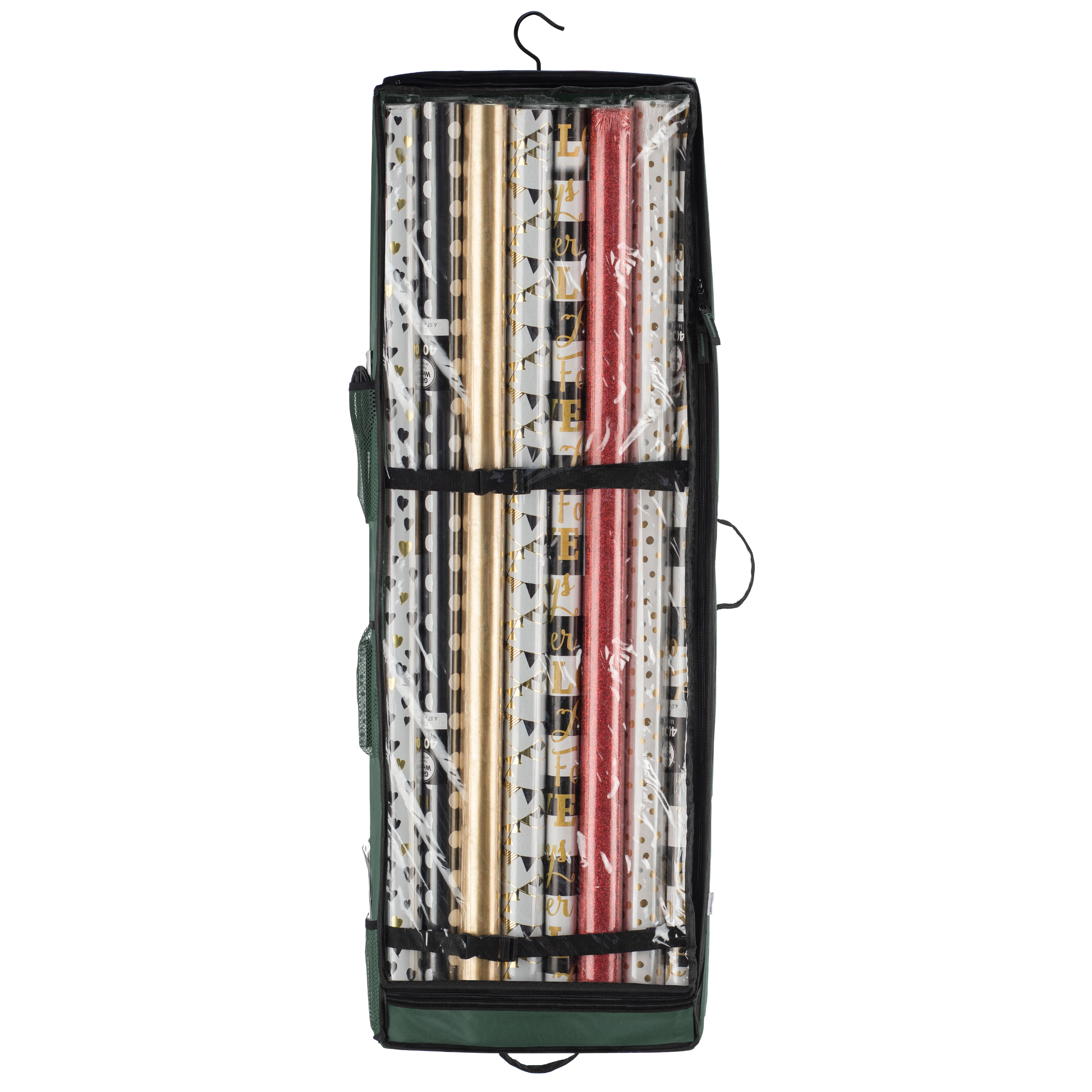 Christmas Hanging Gift Wrap Organizer Stores Up to 20 Rolls, 360 Degree