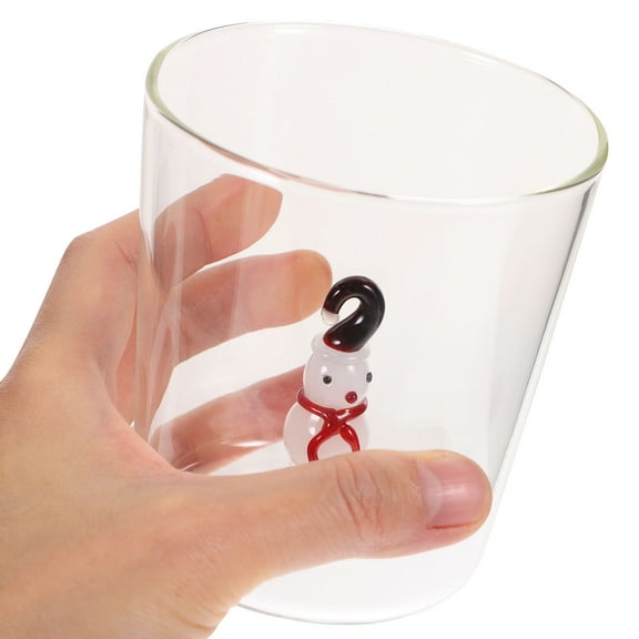 RENACLIPY 3D Snowman Drinking Glass White High Borosilicate Glassware for Home Use and Holiday Decoration