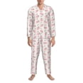 thumbnail image 3 of Fotbe Floral Strawberr Pattern Long Sleeve Pajama Set for Men,Sleepwear Set,2-piece Loungewear Set,Soft PJs Comfy Nightwear with Pockets-XX-Large, 3 of 7