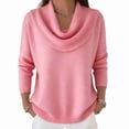 thumbnail image 2 of thefmos Women Plus Size Fall Winter Long Sleeve Knitted Pullover Tops Warm Sweater Casual Solid Basic Blouses Cozy Layering Fashion Clothes, Pink XL, 2 of 3