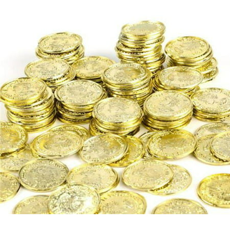 100 Plastic Pirate Gold Play Toy Coins Birthday Party Favors Pinata Money Coin, 100 plastic coins By Great2Shop