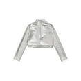 thumbnail image 4 of INHZOY Kids Girls Long Sleeves Crop Tops Shiny Metallic Turtleneck Tops T-Shirts Silver-A 8, 4 of 5