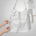 thumbnail image 6 of Hfppkn Polka Dot Drawstring Ita Handbag Clear Display Shoulder Bag for Daily Commute 35x14x36cm White, 6 of 7
