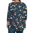 thumbnail image 4 of Viluyesy Big Size Round Neck T-Shirt for Womens 3/4 Sleeves Shirt Tops Loose Blouse Navy Size 3XL, 4 of 6