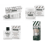 Proraso Sensitive Skin Set: Pre-shave Cream 3.6oz + Shave Cream 5.2oz+Aftershave Balm 3.4oz+ Brush