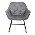 thumbnail image 2 of Velvet Rocking Chair, Modern Nursery Rocking Armchair with Metal Frame and Solid Wood Base, Comfy Upholstered Mid-Back Accent Glider Rocker Single Sofa Chair for Home Living Room Bedroom, Gray, 2 of 7