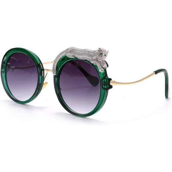 Round Sunglasses Women Sun Glasses UV400 Eyeglasses Eyewear Crystal Leopard Shades