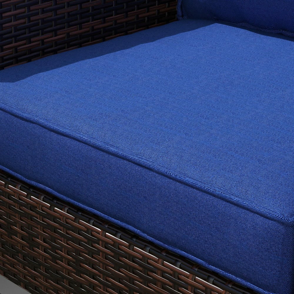 GVN Outdoor/Indoor Chair Pads, Seat Cushions,8 Patio Chair Cushions with Seat & Backrest, Fade Resistant Seat Replacement Cushion Set, Navy Blue
