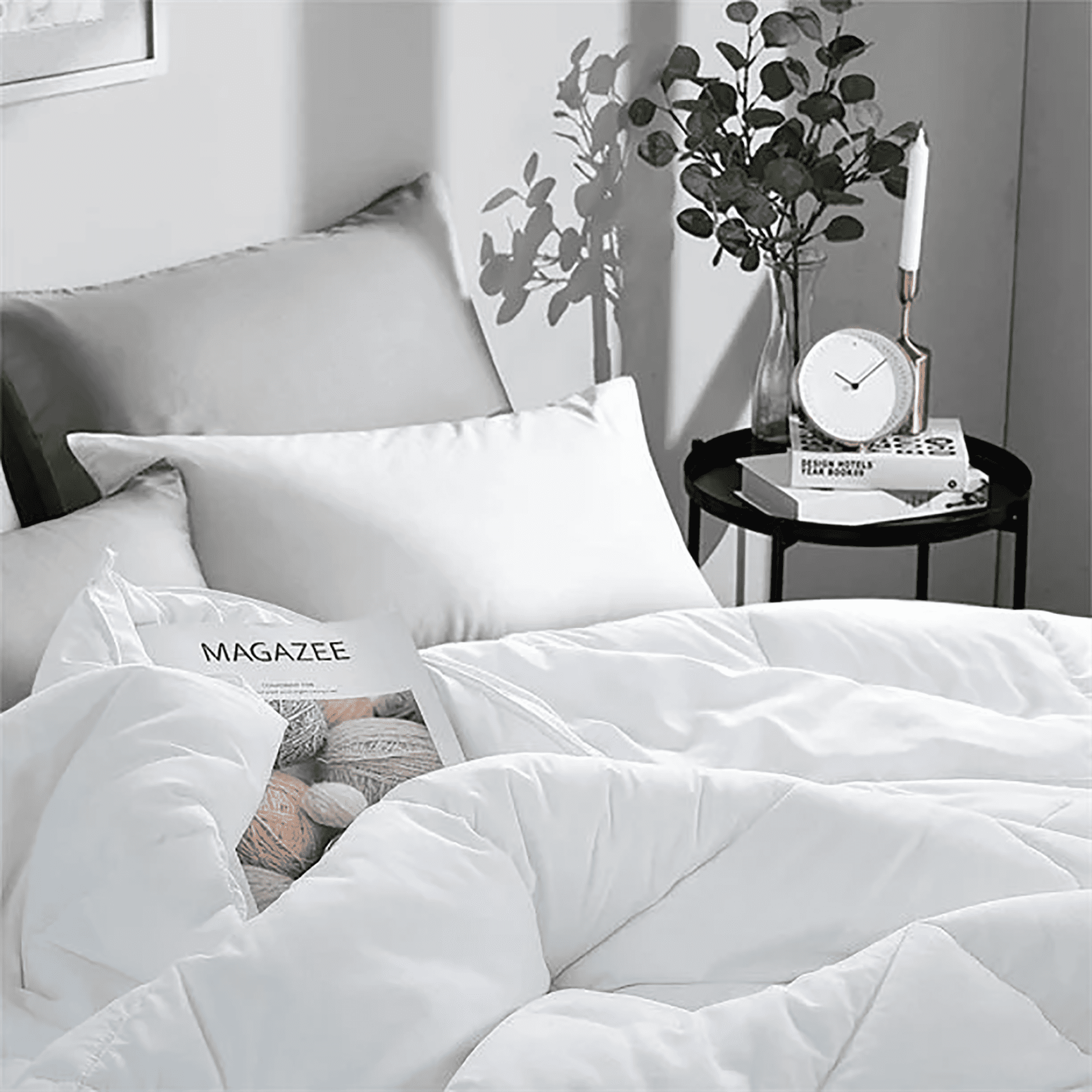 EMONIA Luxury 300GSM Comforter Duvet Insert,Quilted Comforters King Size with 8 Tabs, Soft Down Alternative Bedding Blanket, Hotel Cooling Comforters All Season Duvet (White, King 90 x 102 Inches)