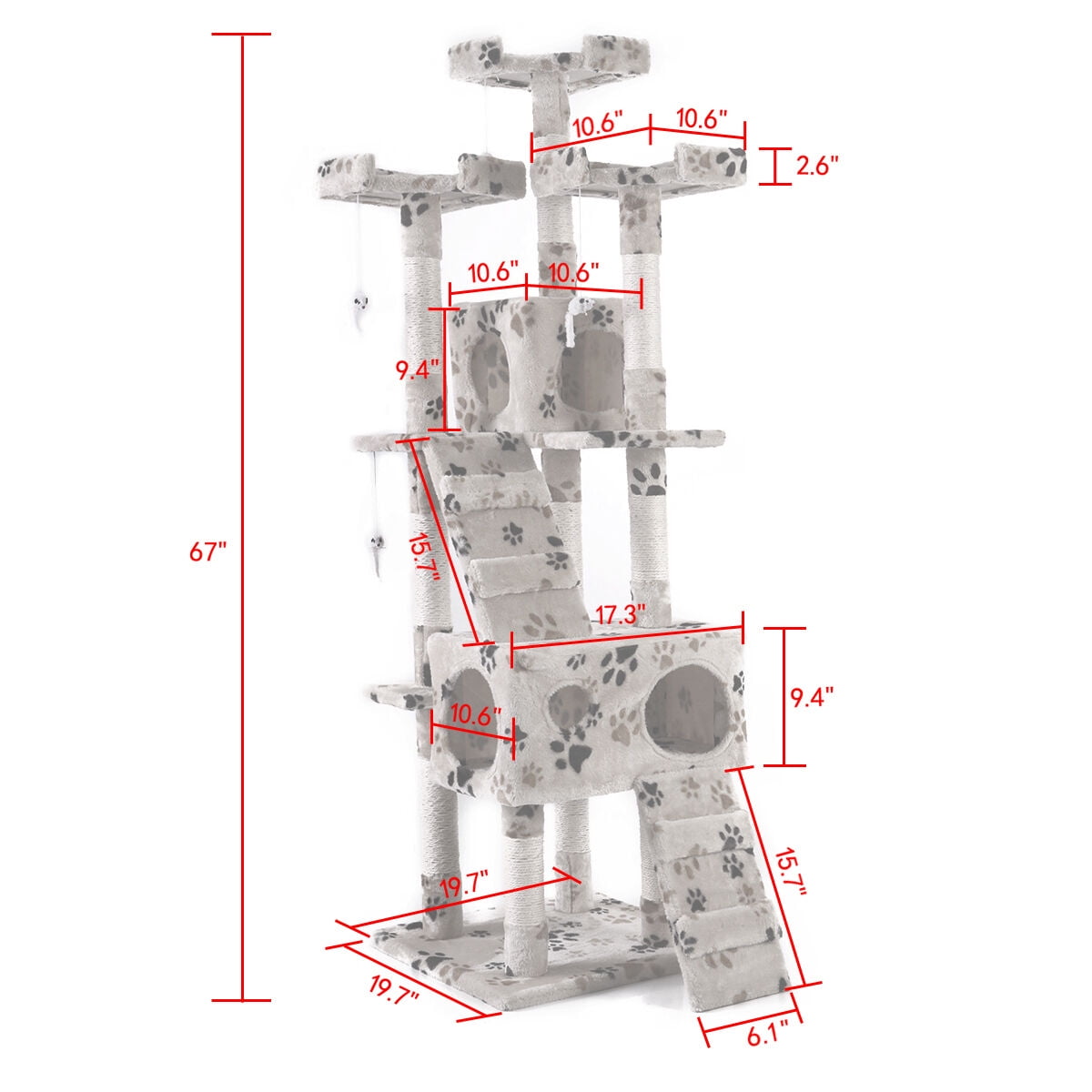 Lowestbest 67" Multi-Level Cat Tree, Cat Scratching Post Tower with Sisal-Covered for Kittens, Pets Climb Scratch House Play Lowestbest 67" Multi-Level Cat Tree, Cat Scratching Post Tower with Sisal-Covered for Kittens, Pets Climb Scratch House Play