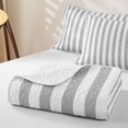 thumbnail image 4 of Meiyoeat Retro Pinstripe Bed Spread Queen, Modern Straight Line Queen Coverlet Set, Gray White, 4 of 7