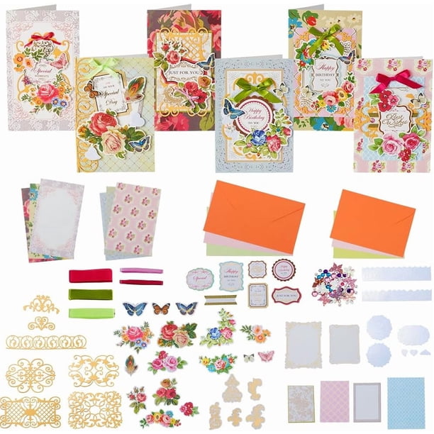 Kits para hacer tarjetas de felicitación hechas a mano, tarjetas de agradecimiento, sobres de papel, pegatinas y mucho más.