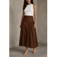 thumbnail image 4 of Moomaya Women’s 100% Cotton Midi Skirt | High Waist Panelled A-Line Flared Skirt with Side Gathers | Soft Breathable Summer Casual Wear, 4 of 6