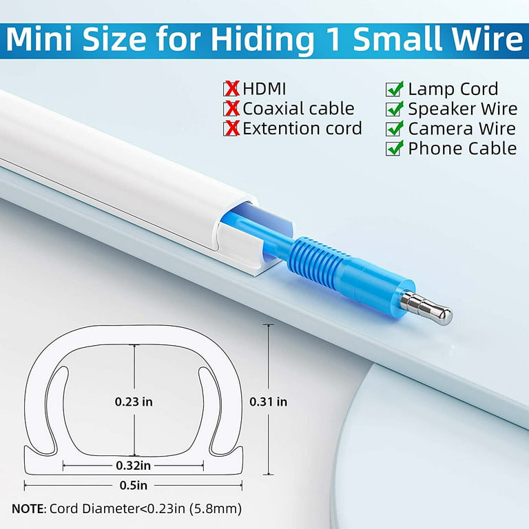 Single Cord Cover, YECAYE 125 Wire Concealer Hide Cable on Wall