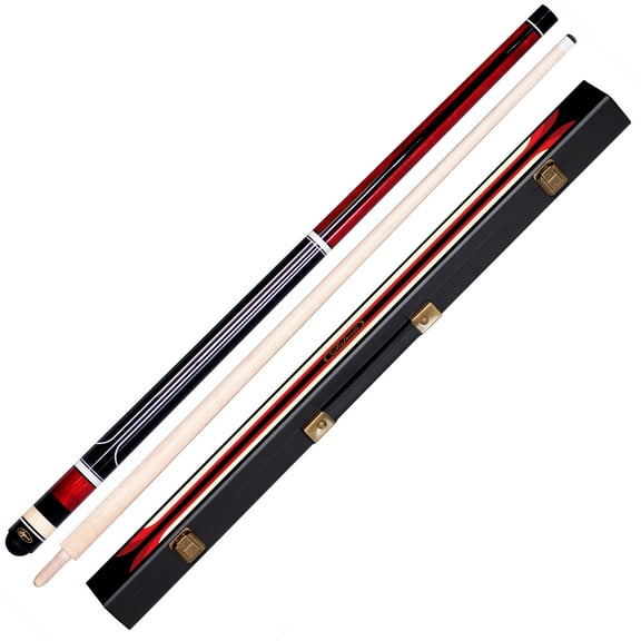 Laperti N-4 Carom 3-Cushion Cue Stick Set, Black/Cherry, w/Canadian Maple Shaft, Wooden Joint, 12 mm Cue Tip, No Wrap, Box Hard Case