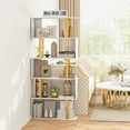 thumbnail image 4 of Gymax 5-Tier Geometric Bookcase 62-Inch S-Shaped Bookshelf w/ Metal Frame Gold, 4 of 10