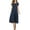 Navy Blue, variant on Women's Casual Short Sleeve Pleated T-shirt Dresses Crewneck Empire Waist Loose A-Line Flare Midi Dress S-2XL
